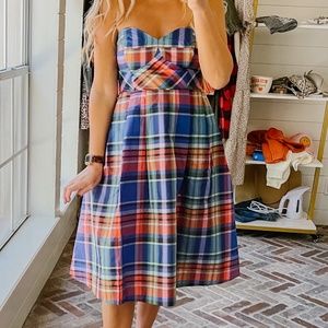 Knee Length Plaid dress removable straps included